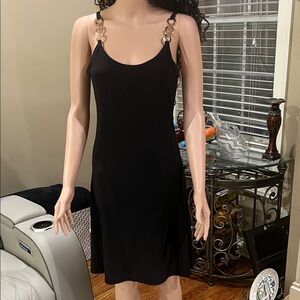 Nicole Miller Black Dress with Gold Chain Straps